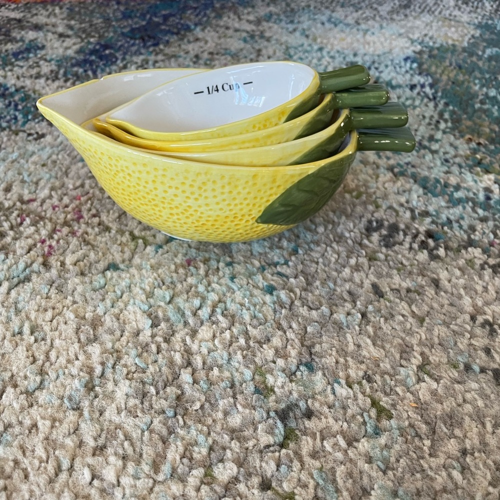 Set a 4 lemon ceramic measuring cups decor spring
